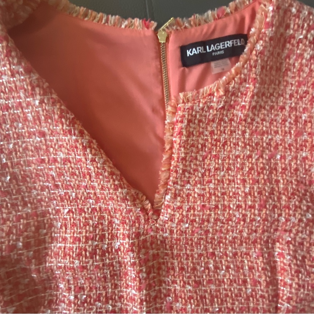 Karl Lagerfeld Pink and White Tweed Dress